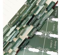 JarThenaAMCS 75Pcs Laminated Bible Tabs Greenery Index Tabs Green Leaves Large Print Neutral Tabs for Study Bible, Easy Navigation to Read and Apply Bible Journal Tabs