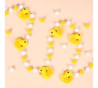 JarThenaAMCS 8.2Ft Little Yellow Duck Felt Banner 3D Cute Duck Hanging Garland Yellow White Pom Ball Banner for Birthday Baby Shower Home Wall Decor