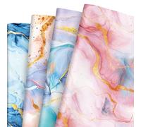 JarThenaAMCS 8 Sheets Marble Wrapping Paper - Not Roll - Pink Blue Marble Gift Wrap Paper Folded Flat for DIY Crafts Birthday Baby Shower Wedding Party, 19.7 x 27.6 Inch