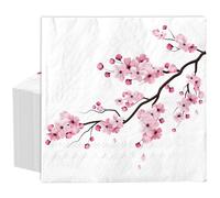 JarThenaAMCS 80Pcs Cherry Blossom Paper Napkin Pink Floral Disposable Napkin Spring Summer Flower Luncheon Dinner Hand Napkin for Wedding Birthday Baby Shower Party Supplies