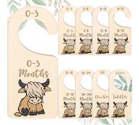 JarThenaAMCS 8Pcs Highland Cow Baby Closet Dividers Cute Farm Cow Hanging Baby Closet Organizer Double-Sided Wardrobe Organizer from Newborn to 24 Months for Baby Shower Birthday