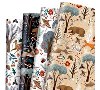 JarThenaAMCS 9 Sheets Christmas Wrapping Paper -Not Roll- Woodland Animal Gift Wrap Paper Folded Flat for Holiday Birthday Party DIY Crafts, 19.7 x 27.6 Inch