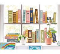 JarThenaAMCS Boho Book Window Clings Inspirational Window Stickers Double Sided Motivational Glass Decals for Classroom Library Nursery Decor, 6 Sheet