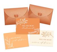 JarThenaAMCS Bridesmaid Proposal Cards 8Pcs Will You Be My Bridesmaid 4 x 6 In Watercolor Orange Floral Cards with Envelopes Matron of Honor Invitation Cards for Bridal Shower Wedding