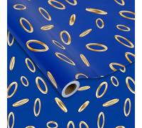 JarThenaAMCS Cartoon Game Gift Wrapping Paper Mini Roll 17 Inch x 100.2 Yards Blue Gold Ring Wrapping Paper for Birthday Baby Shower Video Game Party Crafts
