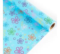 JarThenaAMCS Cartoon Sponge Wrapping Paper - Mini Roll - 17 In x 32.8 Ft Blue Flower Bubble Gift Wrap Paper for DIY Crafts Birthday Ocean Under The Sea Party