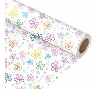 JarThenaAMCS Cartoon Sponge Wrapping Paper - Mini Roll - 17 In x 32.8 Ft White Flower Bubble Gift Wrap Paper for DIY Crafts Birthday Ocean Under The Sea Party