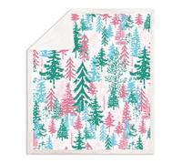JarThenaAMCS Christmas Blanket Pink Green Blue Pine Tree Throw Blanket Soft Watercolor Plush Blanket for Xmas Winter Home Bed Sofa Couch Chair, 50 x 60 Inch