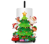 JarThenaAMCS Christmas Paper Towel Holder Xmas Tree Snowman Santa Claus Reindeer Kitchen Decor Accessories Large Metal Towel Holder Stand for Home Bathroom Countertop