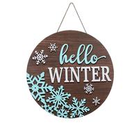 JarThenaAMCS Christmas Snowflake Welcome Door Sign Hello Winter 3D Wooden Hanging Sign White Blue Front Door Hanger for Xmas Indoor Outdoor Farmhouse Home Porch Window Decor