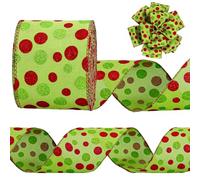 JarThenaAMCS Christmas Wired Edge Ribbons 4 in 15 Yards Glitter Polka Dots Print Green Xmas Tree Ribbon for Bow Wreath Craft Gift Wrap Holiday Party Home Decor