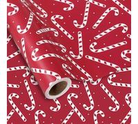 JarThenaAMCS Christmas Wrapping Paper -Mini Roll- 17 In x 32.8 Ft Red Candy Cane Gift Wrap Paper for DIY Crafts Xmas Party Supplies