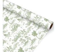 JarThenaAMCS Classic French Village Printed Wrapping Paper -Mini Roll- 17 In x 32.8Ft White Green Rustic Rural Scenery Gift Wrap Paper Decorative Art Paper for Birthday Gift Packing Supplies