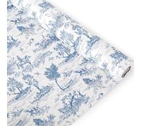 JarThenaAMCS Classic French Village Printed Wrapping Paper Roll 17 In x 32.8Ft White Blue Rustic Rural Scenery Gift Wrap Decorative Art Paper for Birthday Gift Packing Supplies