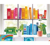JarThenaAMCS Colorful Book Window Clings Book Print Window Stickers Double Sided Glass Decals for Back to School Party Home Classroom Library Wall Decor, 6 Sheets
