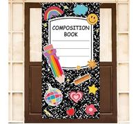 JarThenaAMCS Composition Notebook Door Cover Back to School Backdrop Colorful Boho Door Curtain for Welcome First Day Classroom Office Wall Door Decor, 70.9 x 35.4 Inch