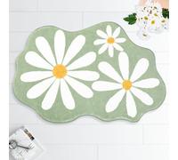 JarThenaAMCS Daisy Rug Mat Spring Flower Bathmat Green White Floral Mat 19.7 x 29.9 Inch Summer Bathroom Rug for Room Decoration Kitchen Living Room Bedroom Shower