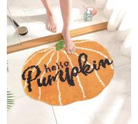 JarThenaAMCS Fall Hello Pumpkin Bath Mat Halloween Cute Absorbent Non Slip Orange Shower Rug for Autumn Thanksgiving Home Kitchen Entrance Bedroom Door Decor, 19.3" x 23.6