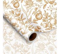 JarThenaAMCS Fall Wrapping Paper -Mini Roll- 17 In x 32.8 Ft Vintage Floral Fruit Gift Wrap Paper for Autumn Thanksgiving Holiday Party Wrapping Supplies