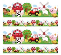 JarThenaAMCS Farm Animal Bulletin Board Border Cartoon Barnyard Die Cut Trim Border Roll for Back to School Classroom Chalkboard Elementary Kindergarten Preschool School Farm Party Decor