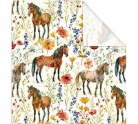 JarThenaAMCS Floral Horse Wrapping Paper -Not Roll- Hippie Flower Horse Gift Wrap Art Paper Folded Flat for Birthday Baby Shower DIY Crafts, 27.6 x 39.4 Inch, 6 Sheet