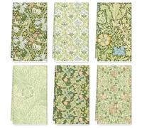JarThenaAMCS Greenery William Morris Floral Kitchen Towels Vintage Dish Cloth 18 x 28 Inch Retro Botanical Hand Drying Tea Towels for Home Cooking Clean Kitchen Party Supplies, Set of 6