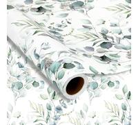 JarThenaAMCS Greenery Wrapping Paper - Mini Roll - 17 Inch x 32.8 Ft Green Eucalyptus Leaves Gift Wrap Paper Watercolor Decorative Art Paper for Party DIY Crafts