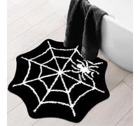 JarThenaAMCS Halloween Bathroom Rug Absorbent Spider Web Bath Mat Non Slip Gothic Shower Rug Front Door Mat Carpet Floor Rug for Home Room Entrance Decor, 25.6" x 25.6"