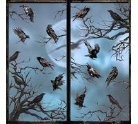 JarThenaAMCS Halloween Crow Window Cling Stickers Black Crow Birds Branches Gothic Double-Sided Reusable Window Decals for Party Home Office Classroom Decor, 4 Sheets