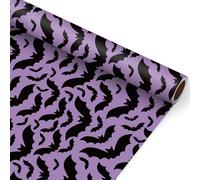 JarThenaAMCS Halloween Wrapping Paper - Mini Roll - 17 In x 32.8 Ft Purple Black Bats Gift Wrap Paper for DIY Art Craft Halloween Birthday Party Supplies