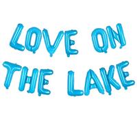 JarThenaAMCS Love on the Lake Balloon Banner Bachelorette Party Decorations Blue Alphabet Letter Foil Balloons with Straw for Camp Bach Beach Bridal Shower Decorations