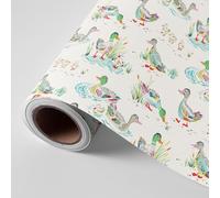 JarThenaAMCS Mallard Duck Wrapping Paper -Mini Roll- 17 Inch x 32.8Ft Pond Duck Gift Wrap Paper Summer Art Paper for Birthday Baby Shower DIY Crafts