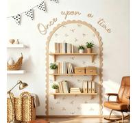 JarThenaAMCS Once Upon A Time Wooden Sign Unfinished Scalloped Wood Trims DIY Arch Molding Kit Nursery Wall Border Decor for Reading Corner Room Bookshelf Home Decor Birthday