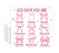 JarThenaAMCS Pack of 100 Pink Bow Bible Napkins Jesus Faith Disposable Napkins with Scalloped Edge Paper Napkins for Christian Party Table Supplies