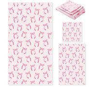 JarThenaAMCS Pink Bow Bathroom Towels Set of 3 Watercolor Bowknot Coquette Absorbent Towels Bath Hand Towel Wash Cloth for Beach Swim Shower Drying