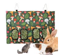 JarThenaAMCS Rabbit Hay Feeder Bag with 4 Holes Mushroom Guinea Pig Hanging Hay Feeding Bag Storage Dispenser for Chinchilla Hamster Bunny Small Animal Pet