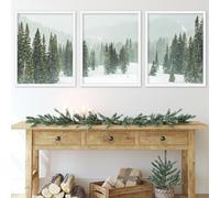 JarThenaAMCS Set of 3 Winter Trees Wall Art Prints Snow Covered Mountain Forest Art Poster Xmas Winter Nature Room Decor for Gallery Living Room Bedroom Wall, 11 x 14 Inch (No Frame)