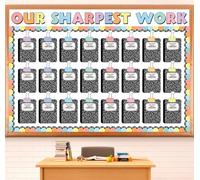 JarThenaAMCS Student Work Display Bulletin Board Decoration Set Composition Notebook Clips Inspirational Paper Cutouts for Back to School Classroom Chalkboard Wall Decor Teacher Supplies