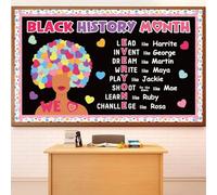 JarThenaAMCS Valentine' s Day Black History Month Bulletin Board Set African American Celebration Classroom Decor with Heart Cutouts for Educational School Chalkboard Wall Decors