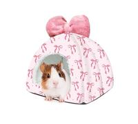 JarThenaAMCS Washable Guinea Pig House Bed Pink Bow Bunny Hideout Cage Accessories Reusable Hideaway for Ferret Hedgehog Small Animal, 9.5 x 9.5 x 8 Inch
