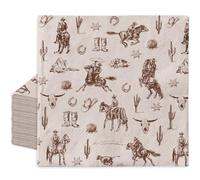 JarThenaAMCS Western Cowboy Paper Napkin Brown Wild West Rodeo Disposable Luncheon Napkins Dessert Dinner Hand Napkin For Birthday Baby Shower, 50Pcs