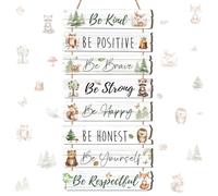 JarThenaAMCS Woodland Animals Wooden Hanging Sign Nursery Wall Decor Motivational Farmhouse Wall Art for Baby Shower Kids Bedroom Playroom Classroom Decor