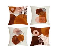 Jartinle Burnt Orange Abstract Throw Pillow Covers 20x20 Set of 4 Boho Geometric Pillow Covers Accent Minimalist for Couch Outdoor Decor
