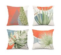 Jartinle Mid Century Modern Botanical Throw Pillow Covers 18x18 Boho Abstract Art Geometric Pillow Covers Set of 4 Neutral for Couch Outdoor Decor