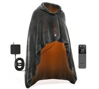 Jartoo Nano Heated Blanket Electric Throw, Portable Washable Heated Shawl Wraps - 24V Safe & Eco, 30s All-Area Rapid Heat, Cordless Remote with 6 Heating Levels & 5 Time Settings (125x150cm, Grey)
