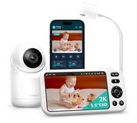 Jartoo Smart Baby Monitor with 2K Camera & Mount, 5.5" Screen, Hybrid Wi-Fi and No Wi-Fi Connection, Long Range, AI-Powered Detection, Free App & 24/7 Recording, ANR