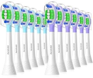 Jarubekil 12 Pack Toothbrush Heads Compatible with Philips Sonicare Electric Toothbrush, Brush Head Compatible with 4300 9000 3100 5300 (12 Pack White)