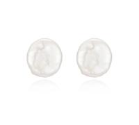 JaruJaru 13mm+ Button-Shaped Baroque Pearl Earrings for Women - Coin/Disc Freshwater Pearls, Handpicked, Hypoallergenic 925 Sterling Silve, Flat-Back Studs for Everyday Elegance