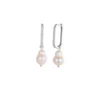 JaruJaru 2-in-1 Style Baroque Pearl Earrings for Women - Detachable Natural Freshwater Pearls, S925 Sterling Silver Square Hoop Earrings with Special Crinkled Pearl Drops, statement Jewelry Gift