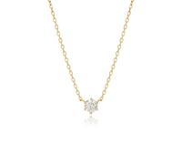 JaruJaru Dainty Vermeil Ultra Thin Gold Chain Necklace, 14K Gold Plated on Sterling Silver, White Cubic Zirconia Crystal, Delicate Dewdrop Stone, 38cm/41cm/45cm Adjustalbe Length